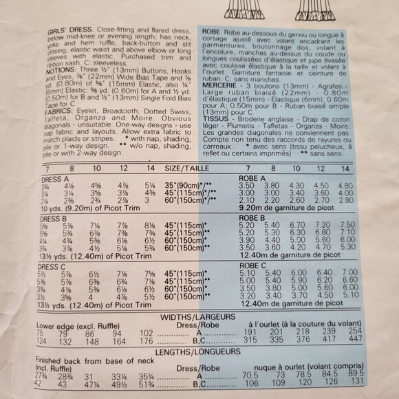 Vintage Little Vogue 1339 Girls Dress Sewing Pattern Size 7 8 10 Costume Cosplay - Picture 5 of 11